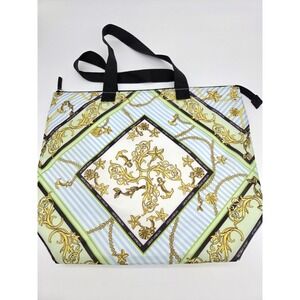 Victoria's Secret Tote Bag Insulated Shopping Lunch Nautical Lime Green Blue New